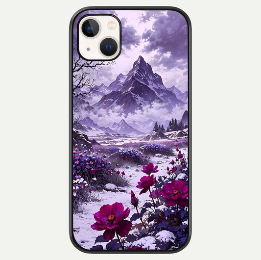 Flower Mountain View Glass Case For iPhone 14 Plus by Custom World