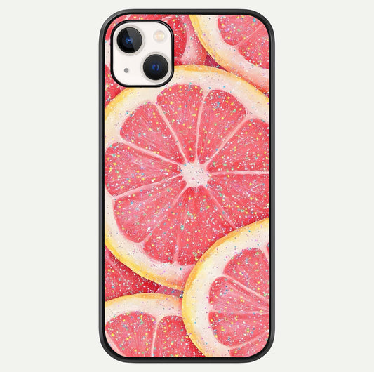 Glitter Grapefruit Glass Case For iPhone 14 Plus by Custom World