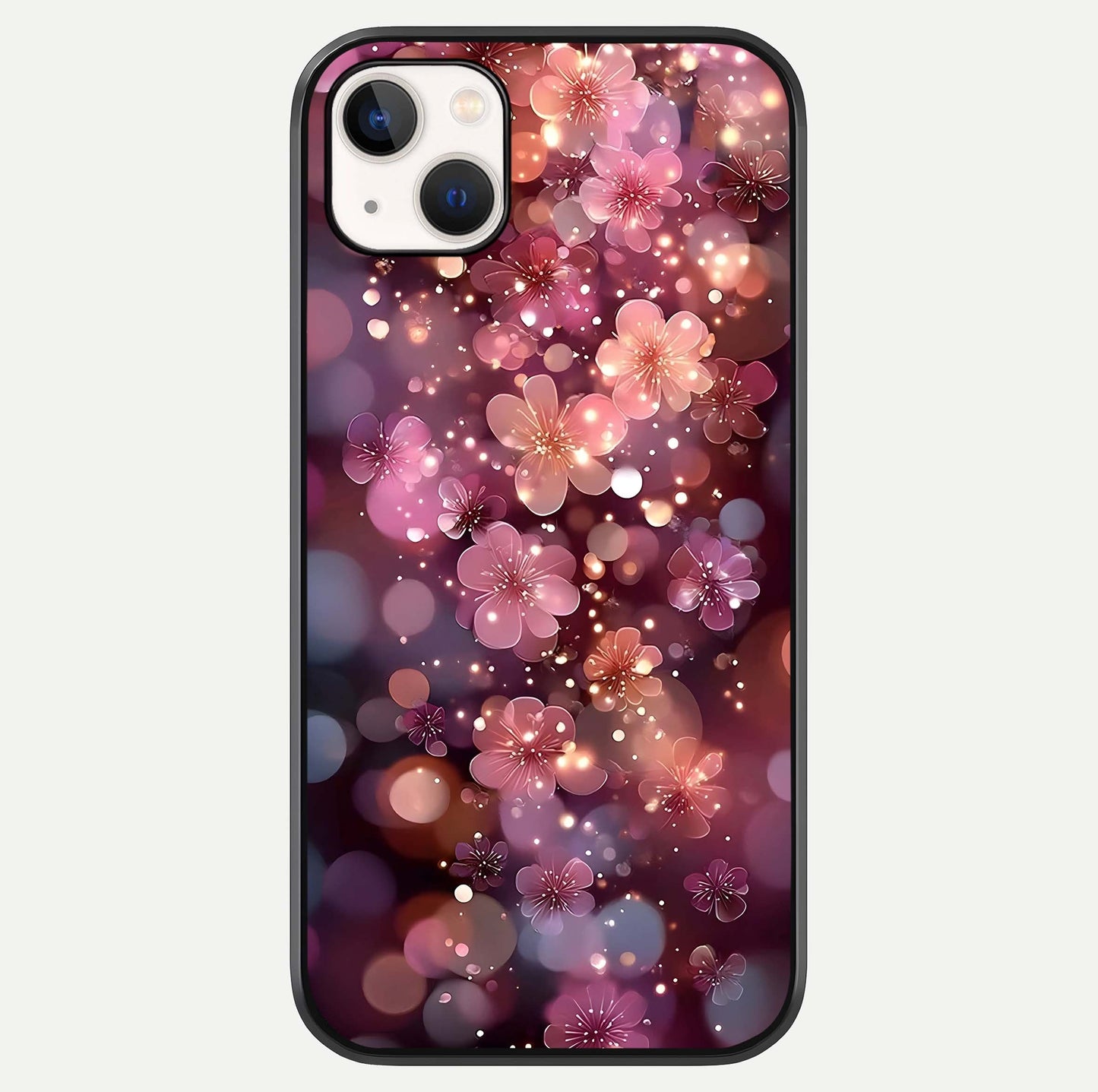 Glowing Petal Bliss Glass Case For iPhone 14 Plus by Custom World