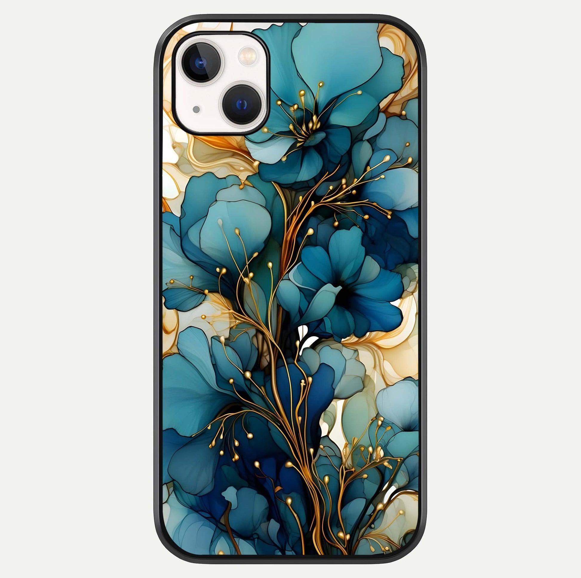 Golden Bloom Symphony Glass Case For iPhone 14 Plus by Custom World