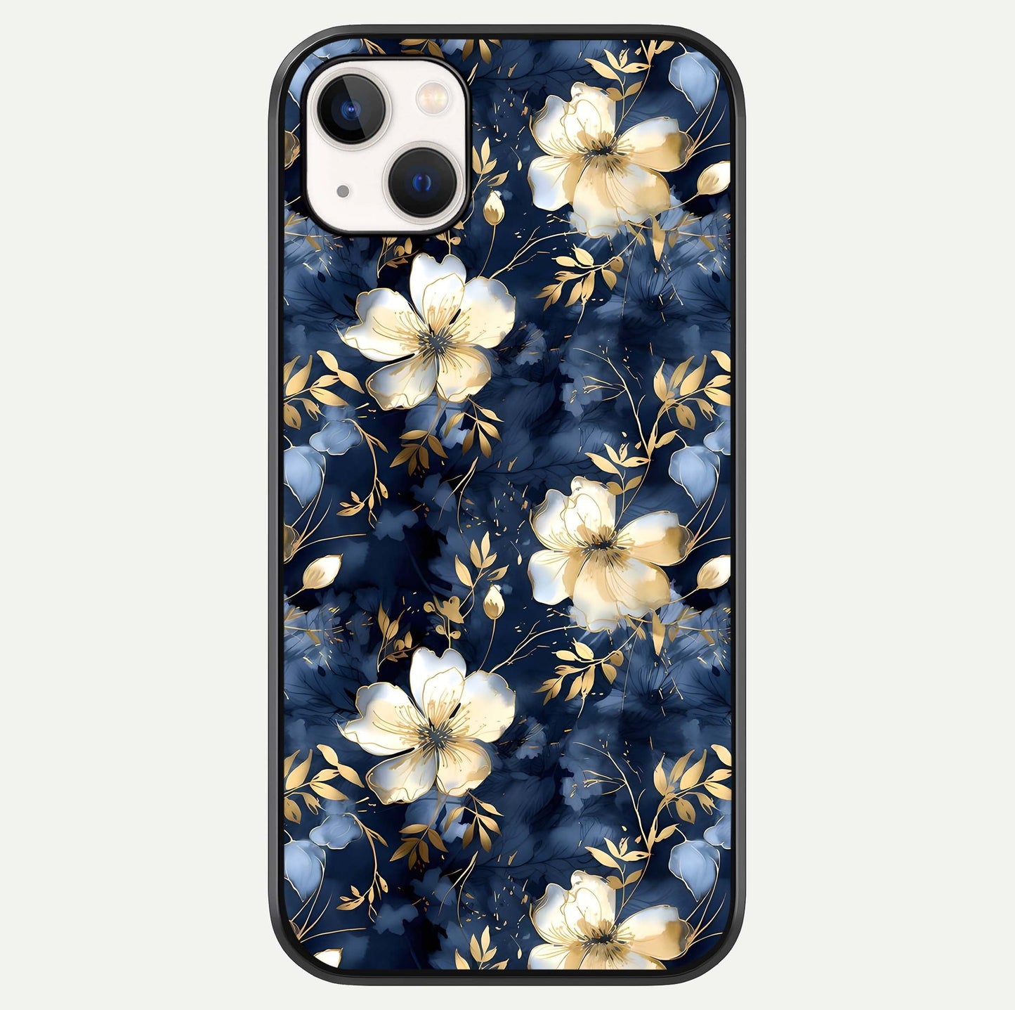 Golden Midnight Bloom Glass Case For iPhone 14 Plus by Custom World