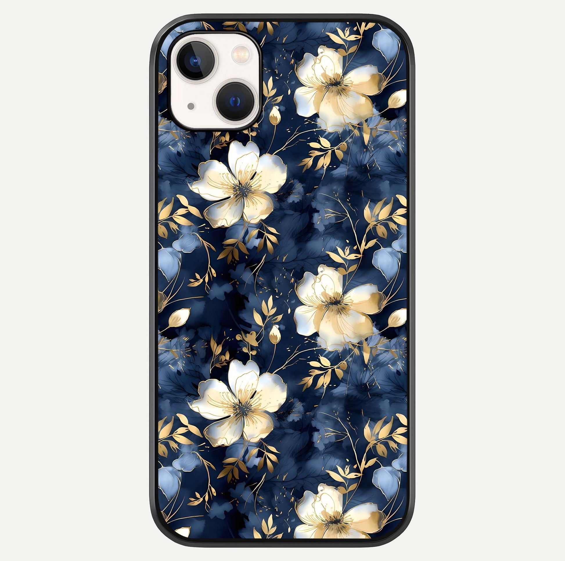 Golden Midnight Bloom Glass Case For iPhone 14 Plus by Custom World
