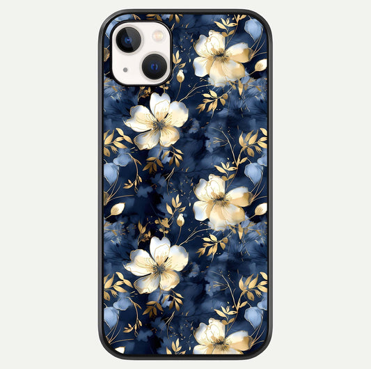 Golden Midnight Bloom Glass Case For iPhone 14 Plus by Custom World