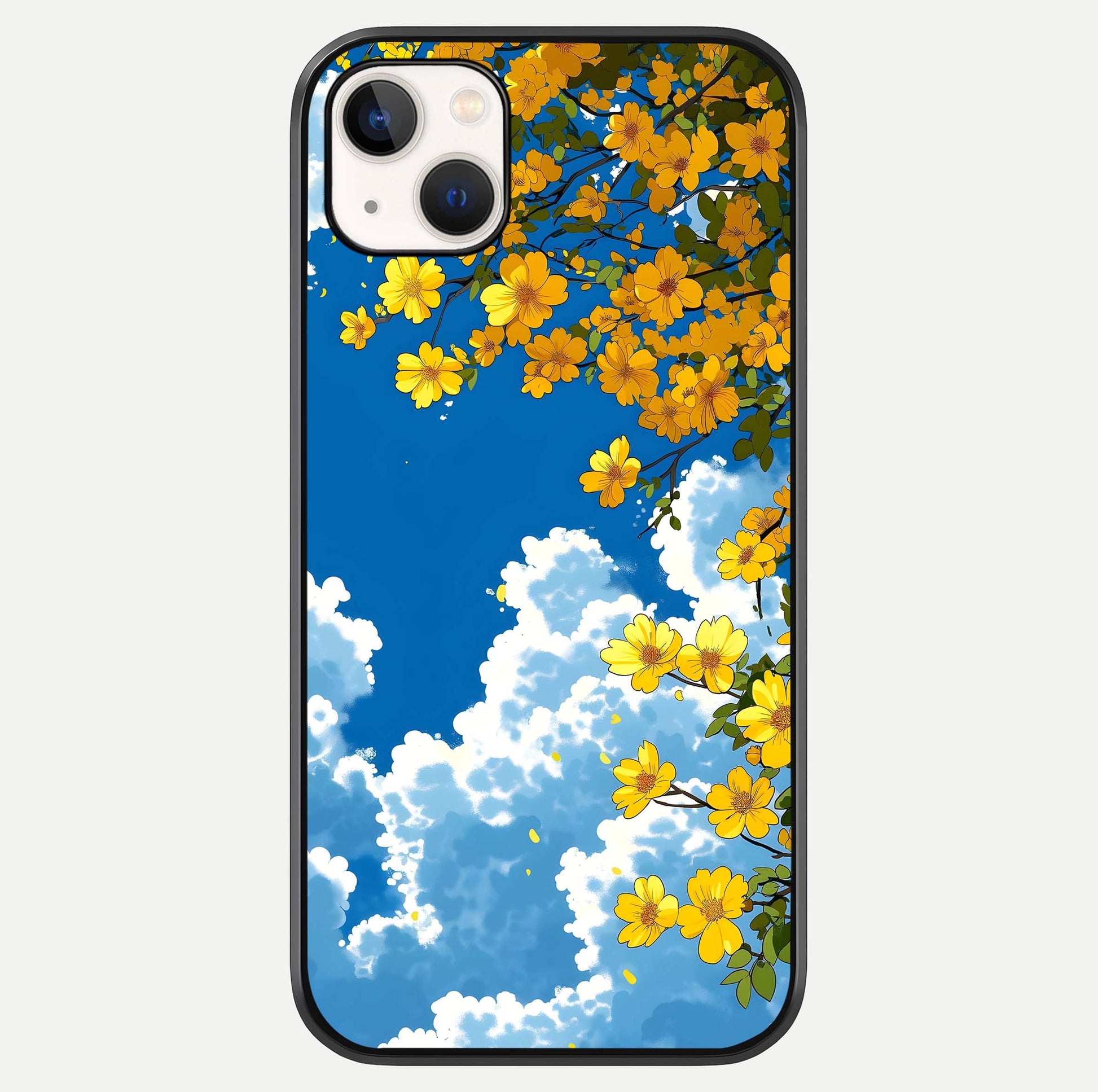 Golden Petal Sky Glass Case For iPhone 14 Plus by Custom World