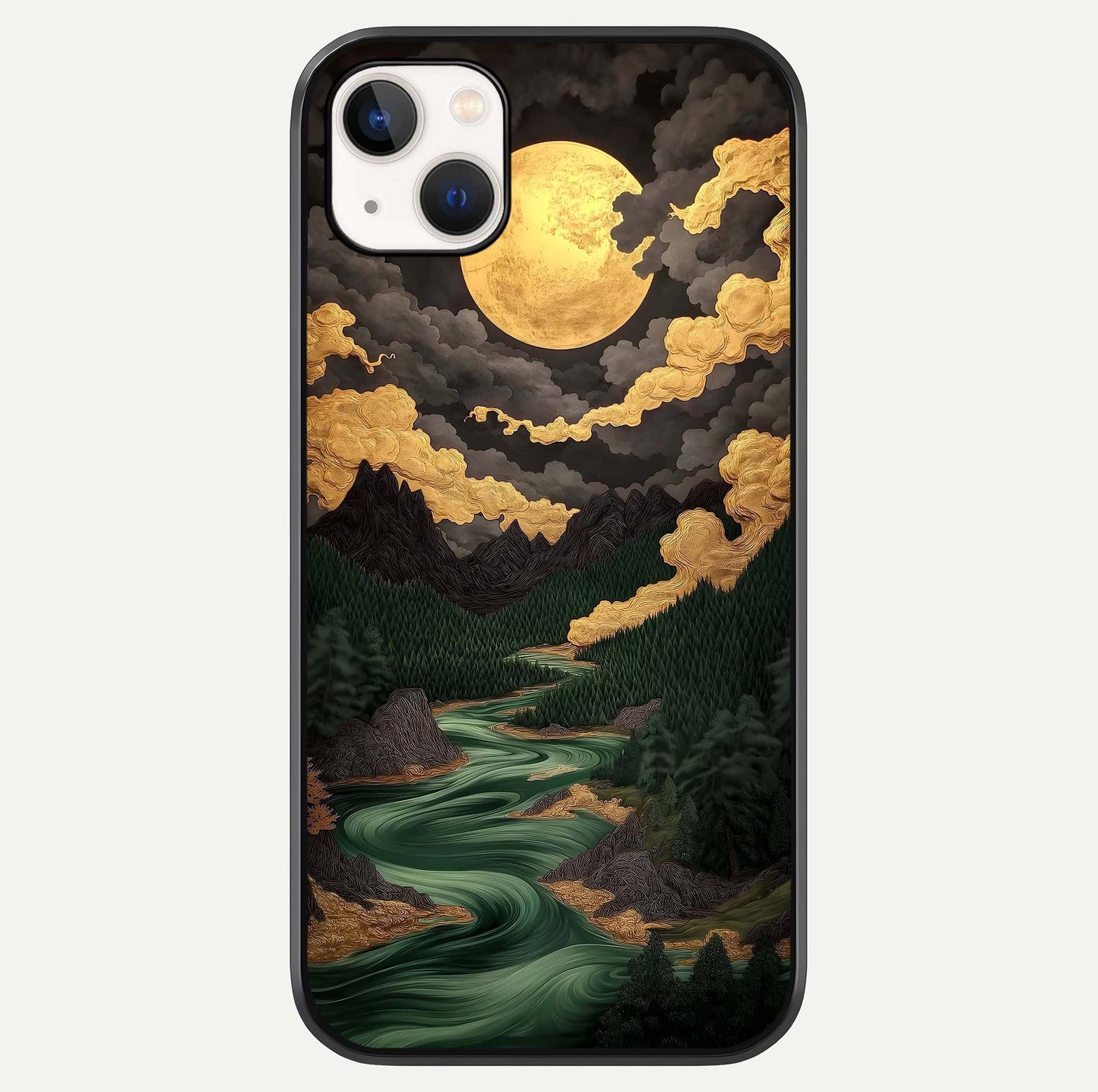 Golden River Moon Glass Case For iPhone 14 Plus by Custom World