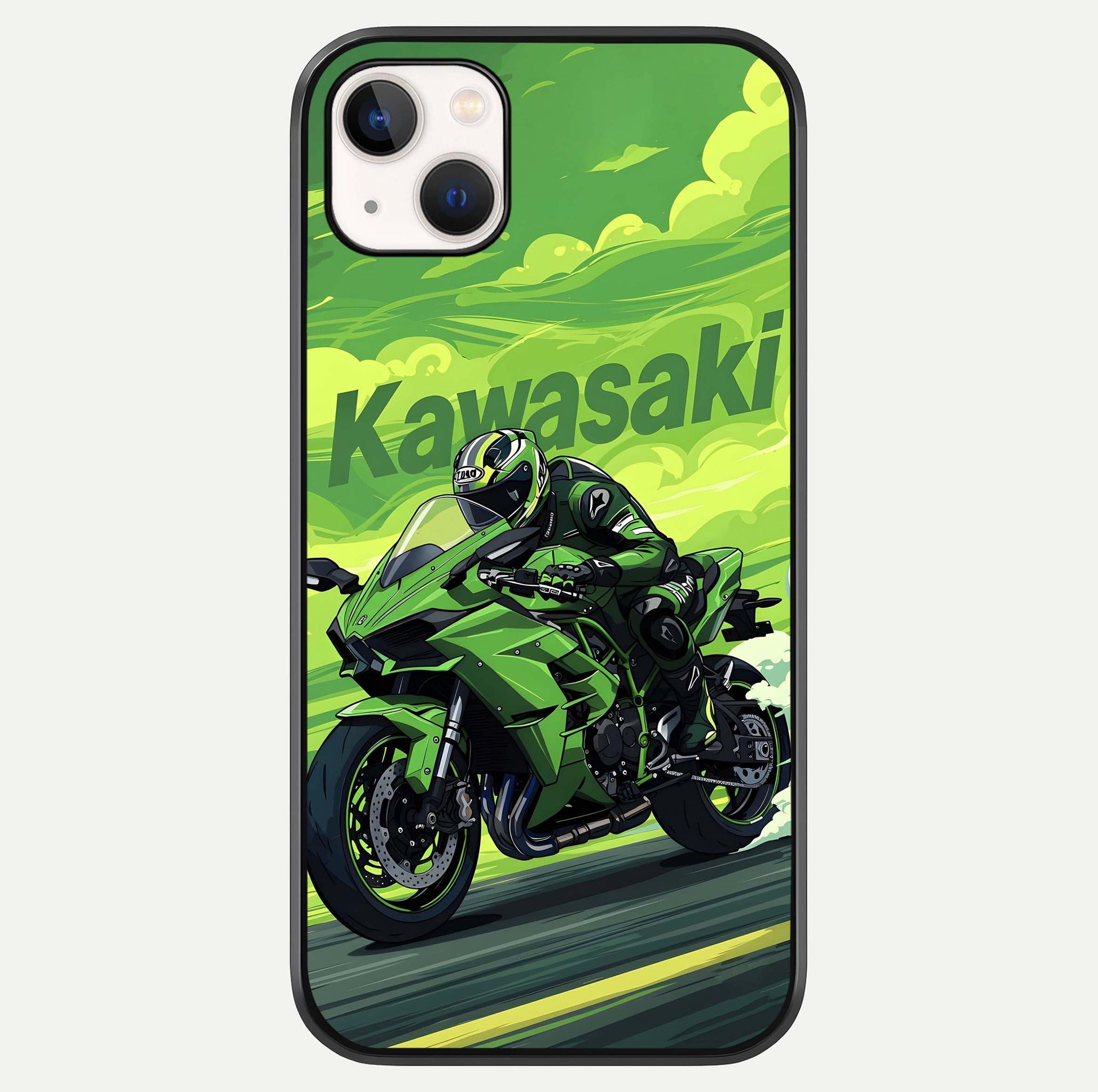Green Kawasaki Glass Case For iPhone 14 Plus by Custom World