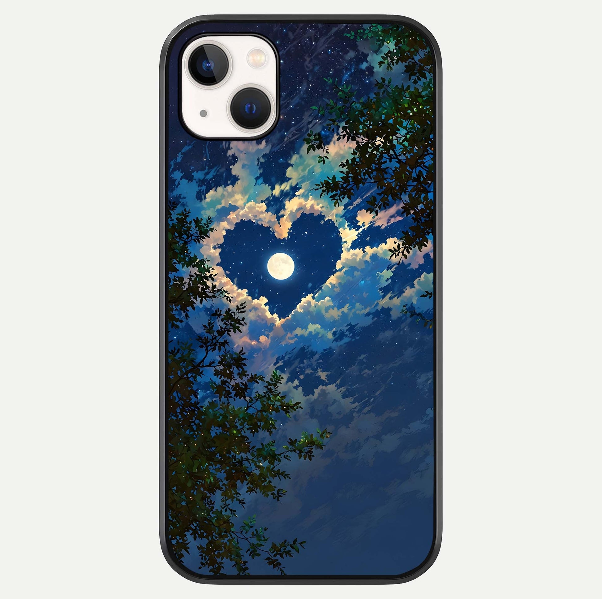 Heart With Moon Sky Glass Case For iPhone 14 Plus by Custom World