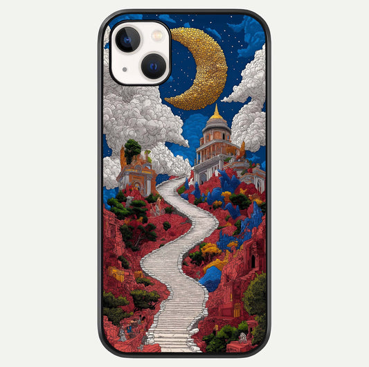 Heavenly Moon Path Glass Case For iPhone 14 Plus by Custom World
