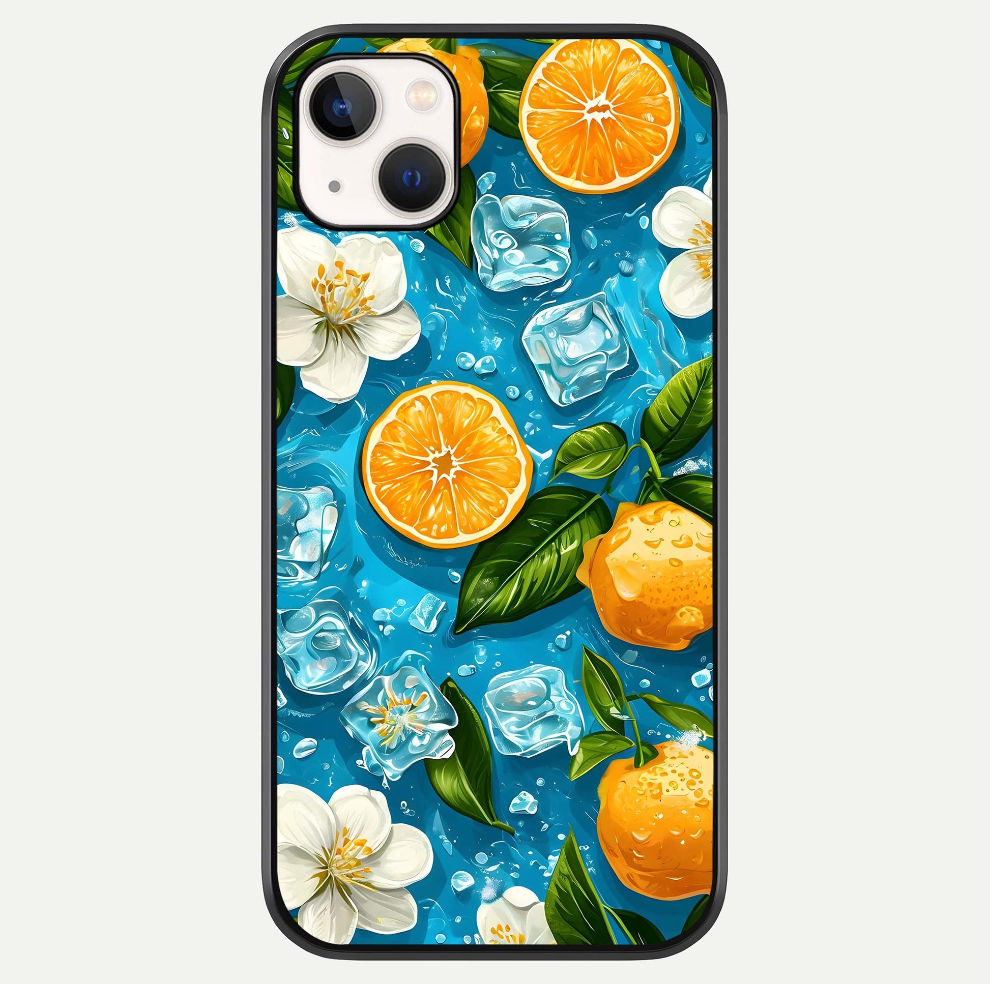 Ice Cube With Orange Glass Case For iPhone 14 Plus by Custom World