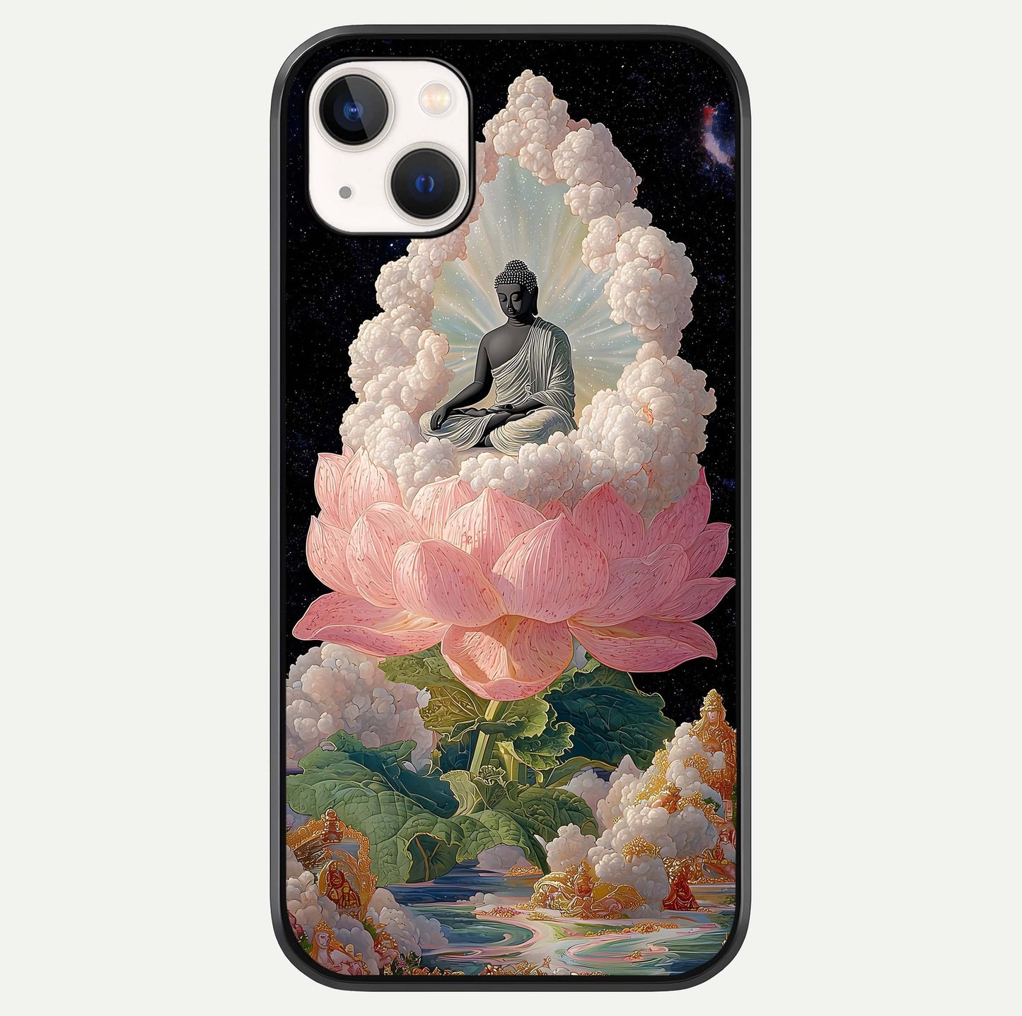 Lotus Divine Peace Glass Case For iPhone 14 Plus by Custom World