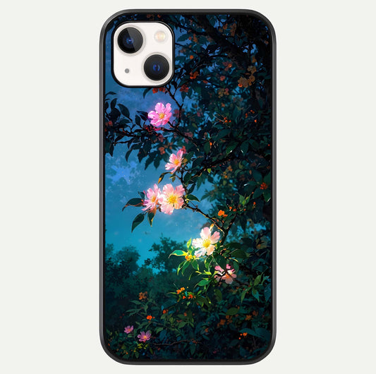 Midnight Bloom Glow Glass Case For iPhone 14 Plus by Custom World