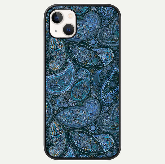 Midnight Paisley Glow Glass Case For iPhone 14 Plus by Custom World