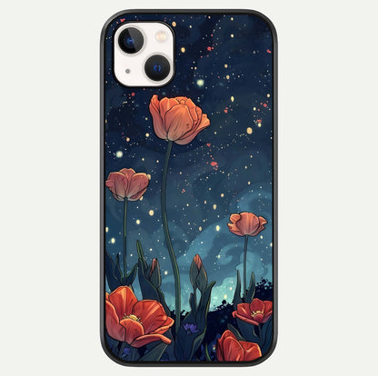 Midnight Tulip Glow Glass Case For iPhone 14 Plus by Custom World