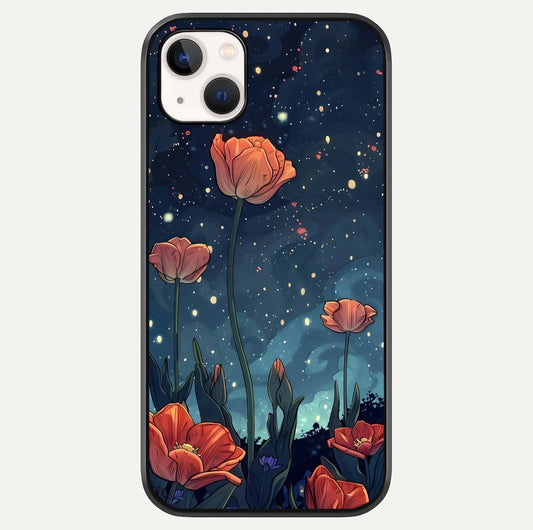 Midnight Tulip Glow Glass Case For iPhone 14 Plus by Custom World