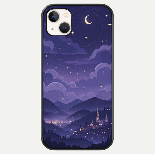 Minimal Night View Glass Case For iPhone 14 Plus by Custom World