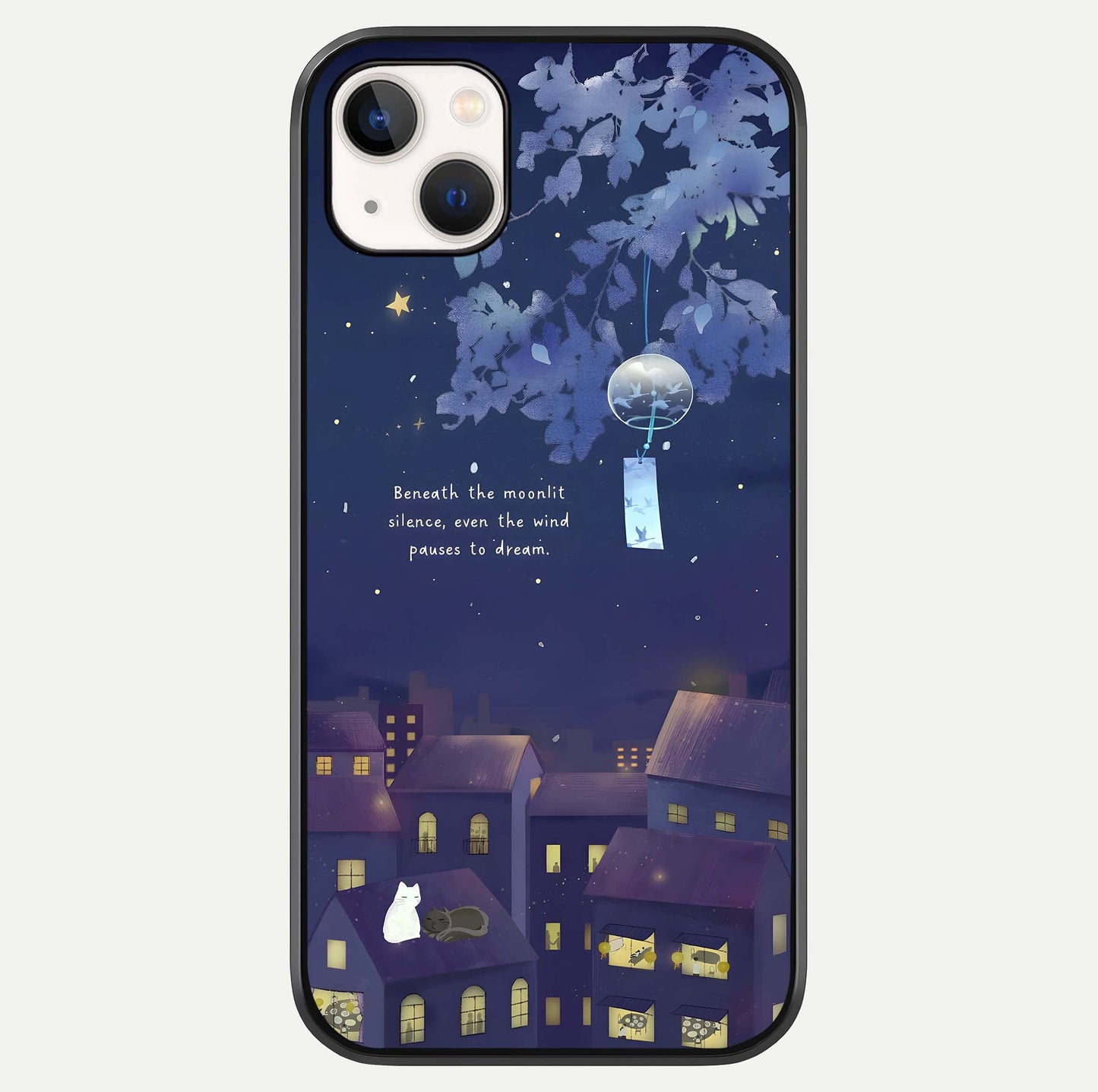Moonlit Cat Silence Glass Case For iPhone 14 Plus by Custom World