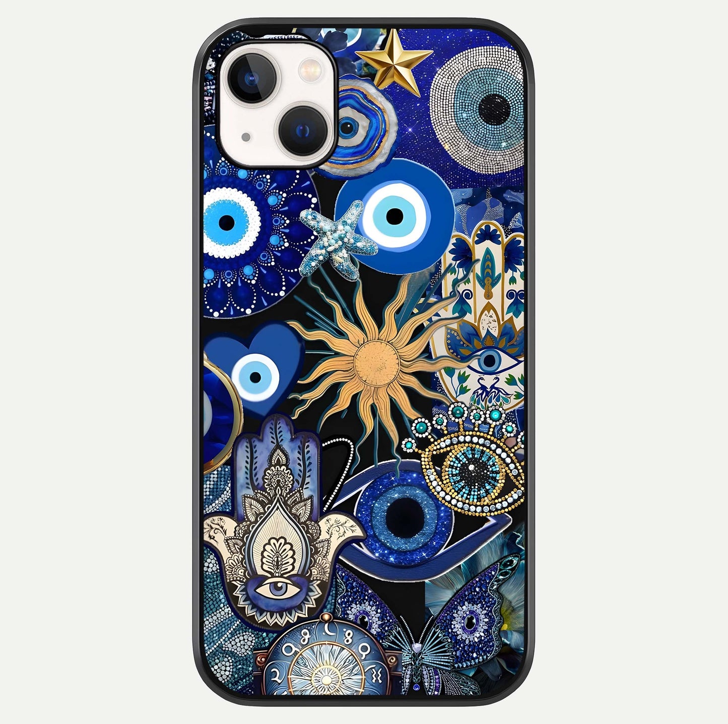 Mystic Blue Evil Eye Glass Case For iPhone 14 Plus by Custom World