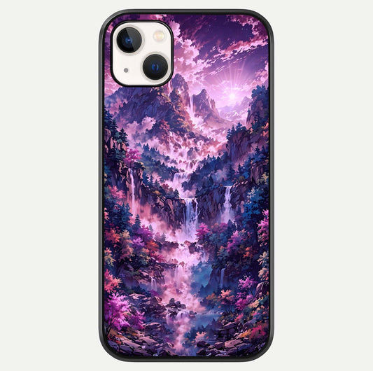 Mystic Cascade Peaks Glass Case For iPhone 14 Plus by Custom World