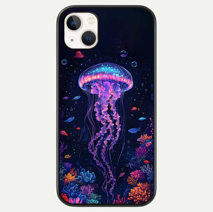 Neon Jellyfish Glass Case For iPhone 14 Plus by Custom World