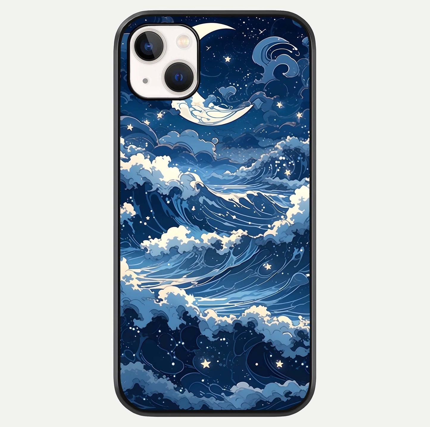 Ocean Moon Waves Glass Case For iPhone 14 Plus by Custom World