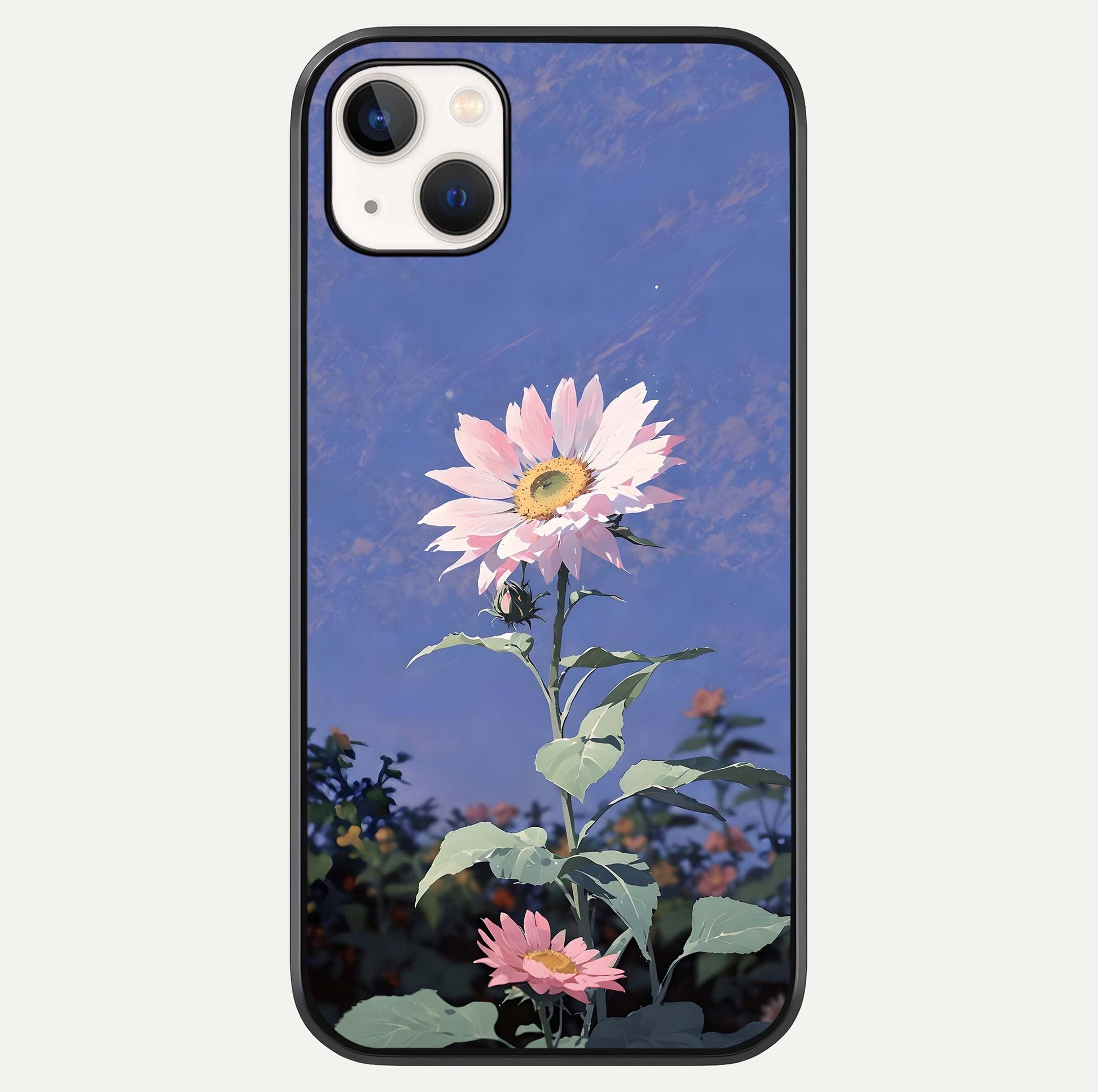 Pink Sunflower Glow Glass Case For iPhone 14 Plus by Custom World