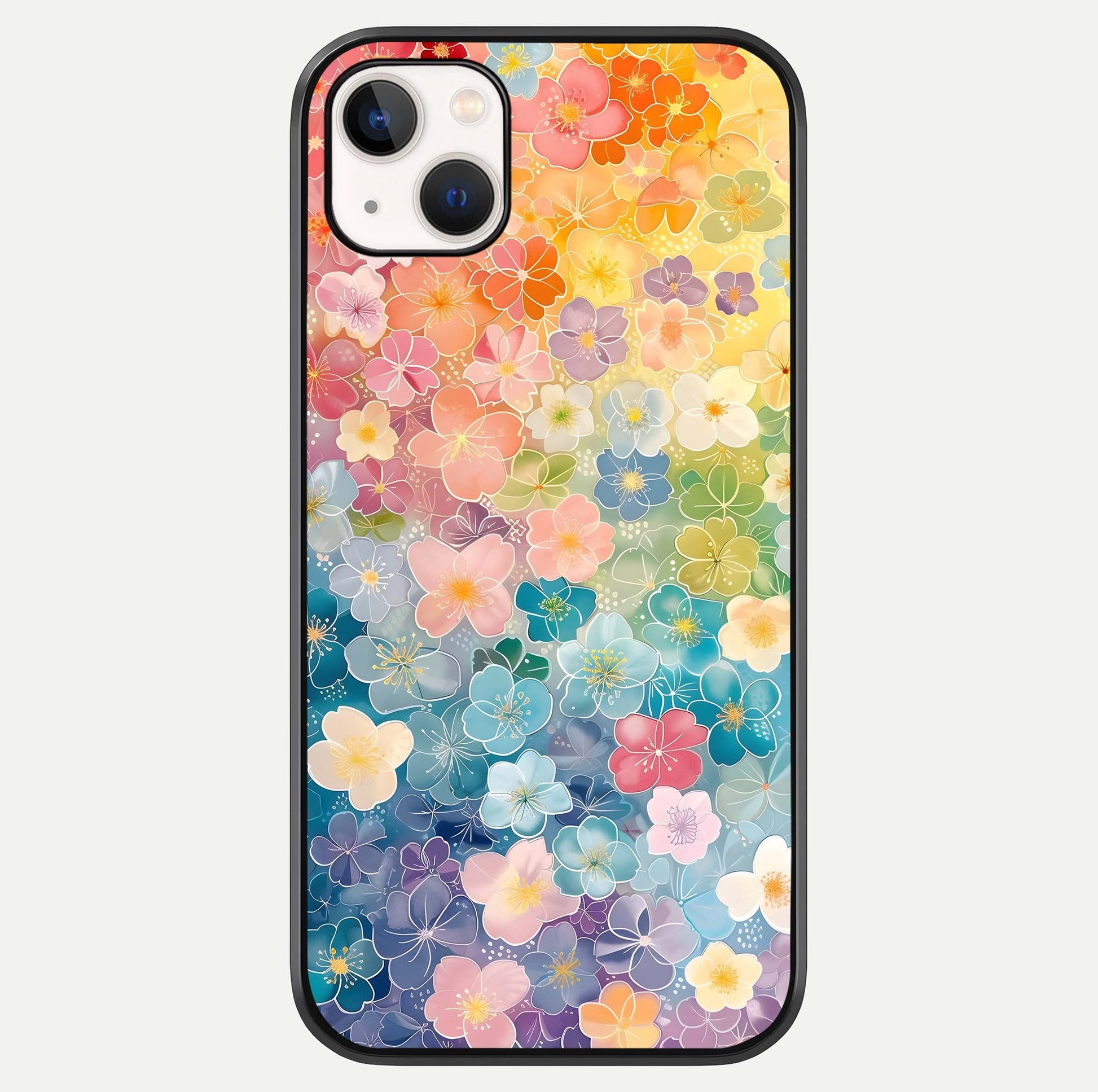 Rainbow Blossom Burst Glass Case For iPhone 14 Plus by Custom World