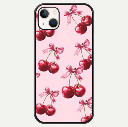 Red Cherries Pattern Glass Case For iPhone 14 Plus by Custom World