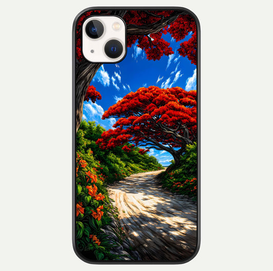 Red Trees Pathway Glass Case For iPhone 14 Plus by Custom World
