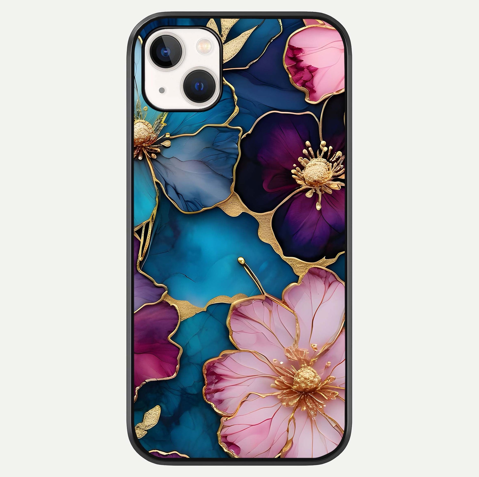 Sparkle Floral Glass Case For iPhone 14 Plus by Custom World