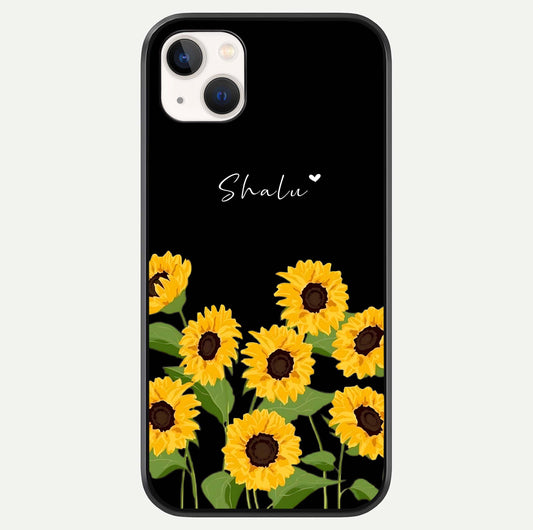 Sunflower Chic Mood Custom Name Glass Case For iPhone 16 Pro by Custom World