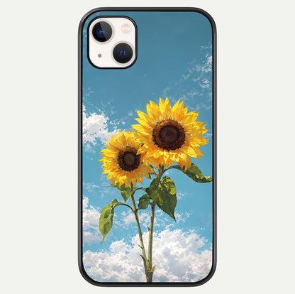 Sunflower Sky Bloom Glass Case For iPhone 14 Plus by Custom World