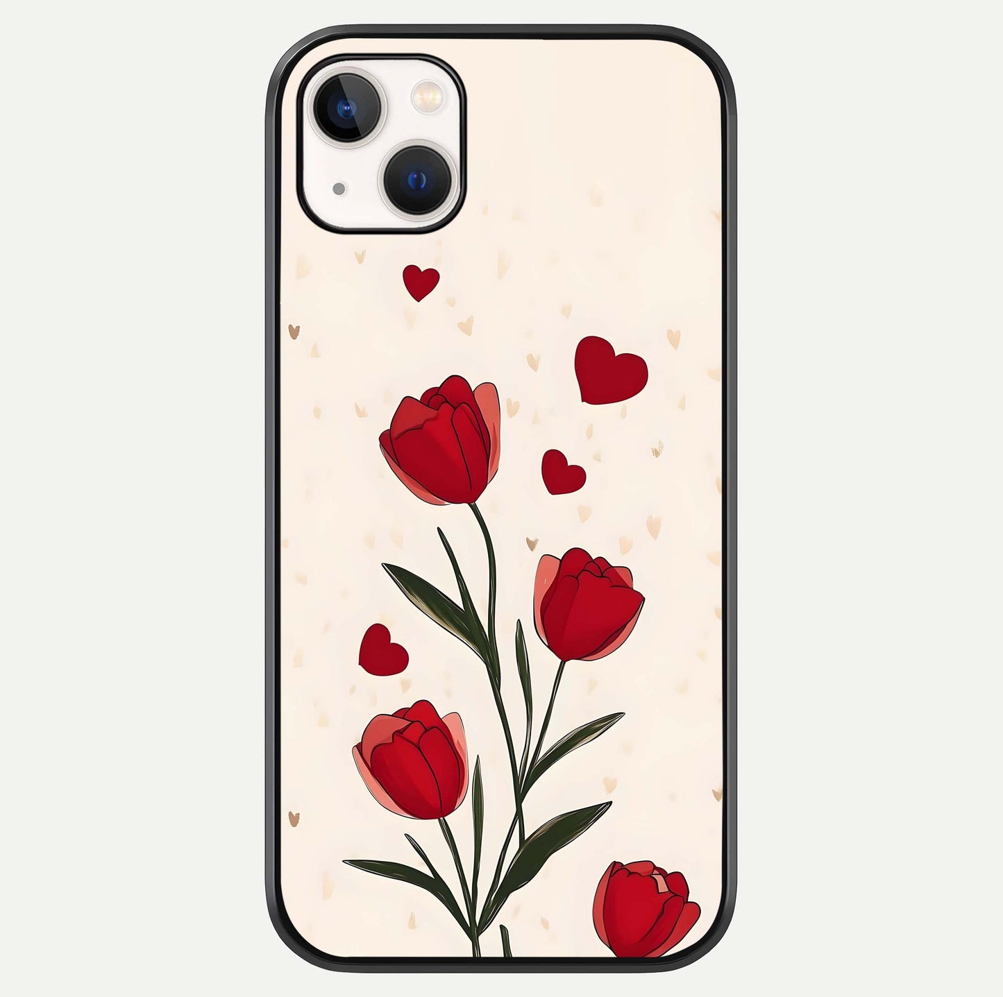 Tulip With Heart Glass Case For iPhone 14 Plus by Custom World