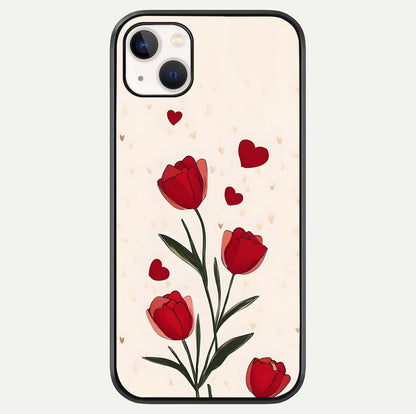 Tulip With Heart Glass Case For iPhone 14 Plus by Custom World
