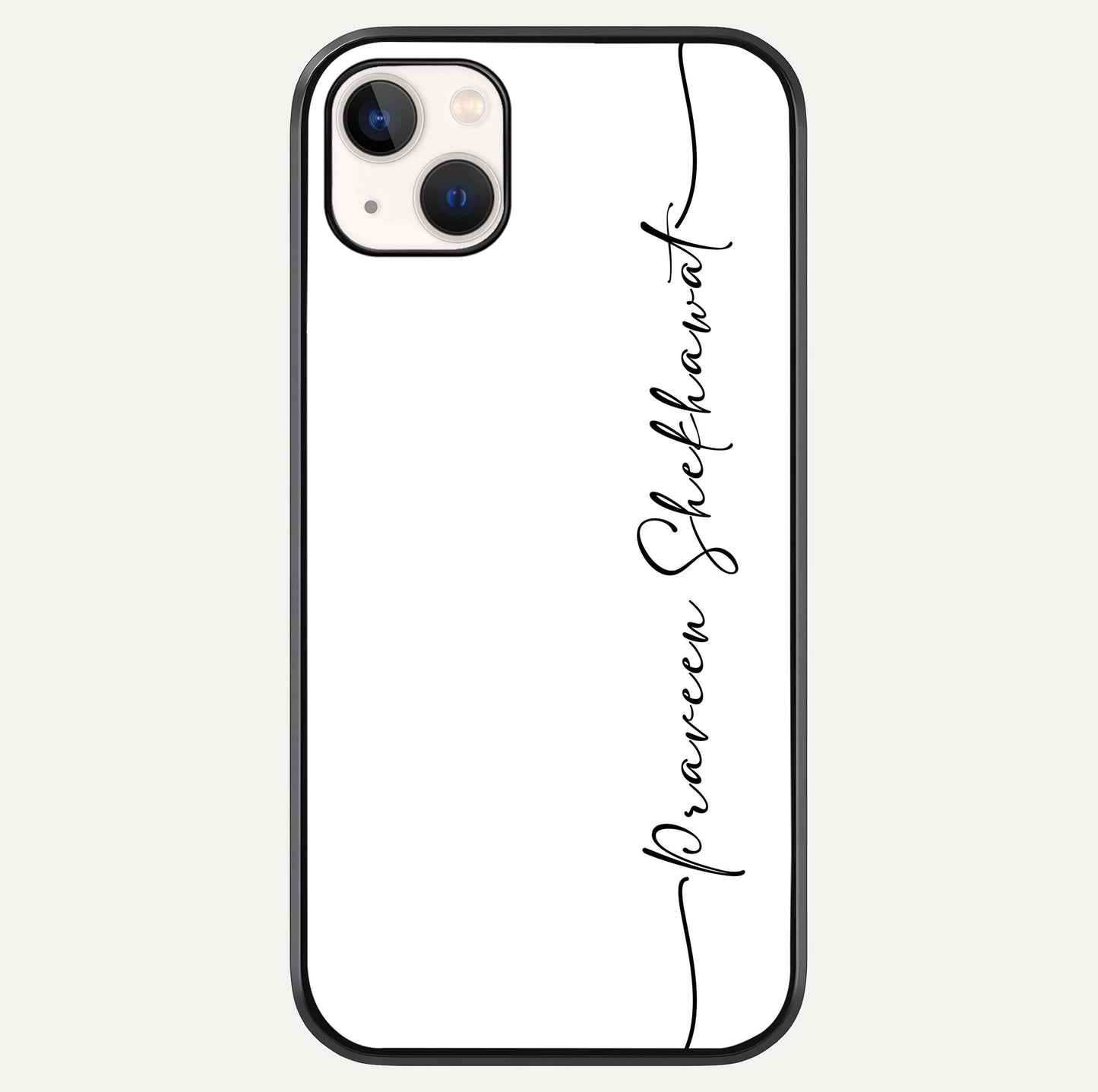 White Tune Custom Name Glass Case For iPhone 14 Plus by Custom World