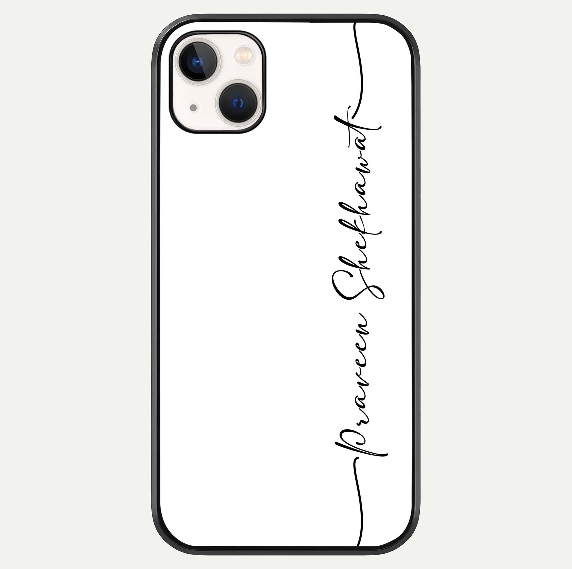 White Tune Custom Name Glass Case For iPhone 14 Plus by Custom World