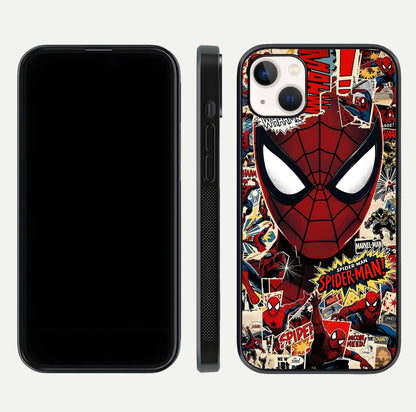 Aesthetic Wonder Spider Glass Case for iPhone 16 Pro dual-view layout showing premium glass shine and strong edge design