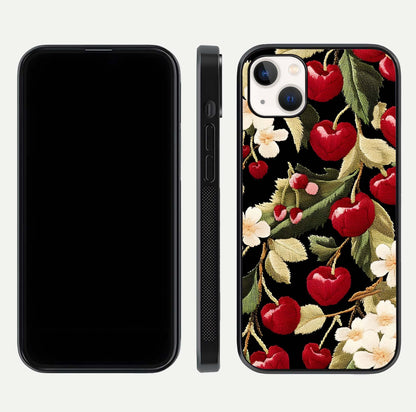 Bloom Thread Art Glass Case for iPhone 16 Pro front-and-back layout showing smooth edges and high-clarity print