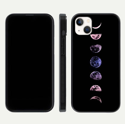 Crimson All Planets Glass Case for iPhone 14 Plus dual-view layout displaying crimson tones and curved edges