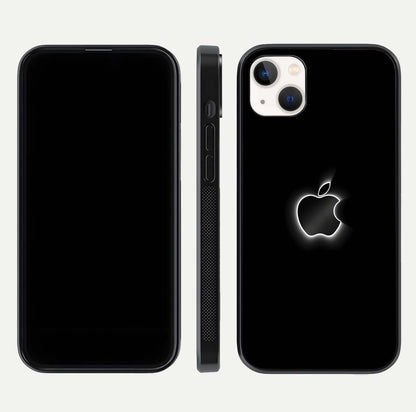 Neon Apple Glow Glass Case for iPhone 14 Plus front & back layout showing bright tones and edge curve