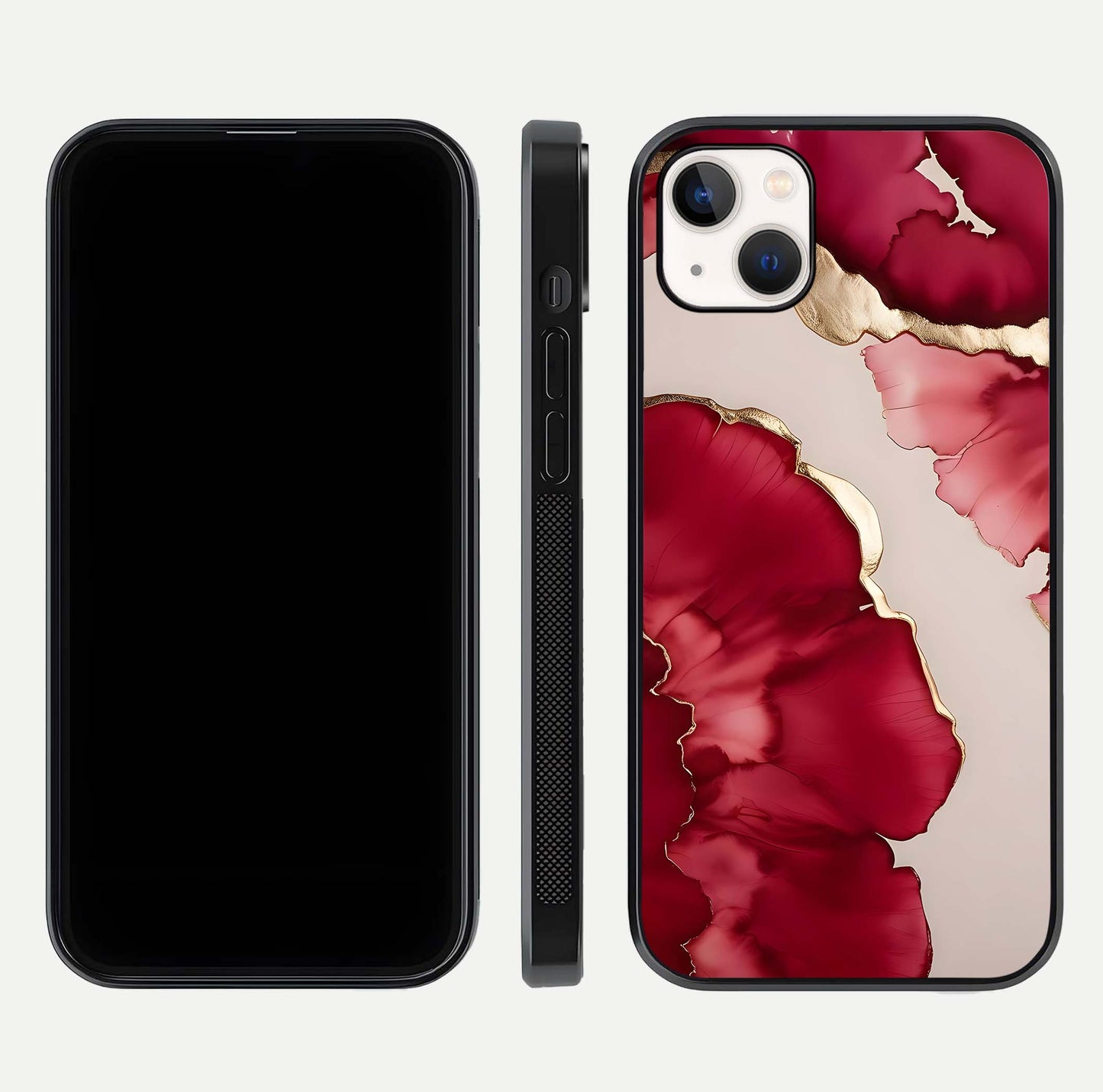 Pink & White Marble Glass Case For iPhone 14 Plus