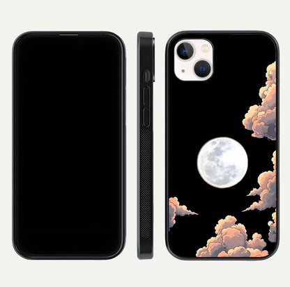 Shade Cloud Moon Glass Case for iPhone 14 Plus front & back layout showing soft gradient tones and edges