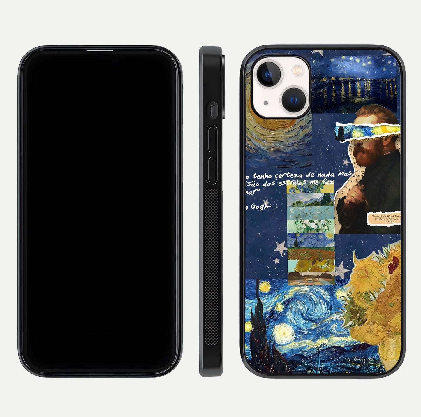 Starry Dream Vision Glass Case for iPhone 14 Plus front & back layout showing star blend and smooth edges