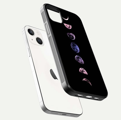 Crimson All Planets Glass Case for iPhone 14 Plus floating mockup showing gloss depth and rich hues
