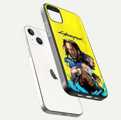 Neon Rebel Genesis Glass Case for iPhone 14 Plus floating dual-view mockup showing electric glow and depth