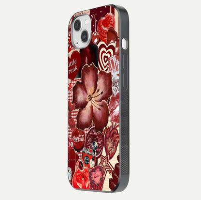 Aesthetic Little Freak Glass Case for iPhone 16 Pro side-angle image showing colorful design, camera module, and glossy finish reflection