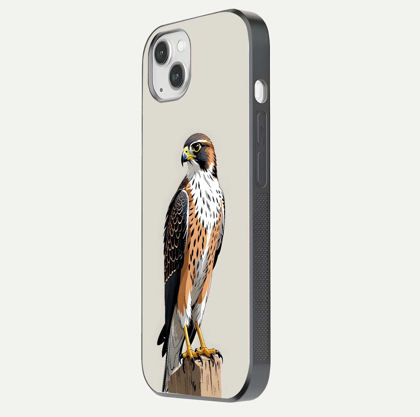 Clever Eagle Glass Case for iPhone 14 Plus side-angle photo capturing edge polish and shine reflection