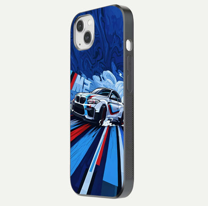 Drift Power Rush Glass Case for iPhone 14 Plus side-angle image capturing reflection glow and smooth curve