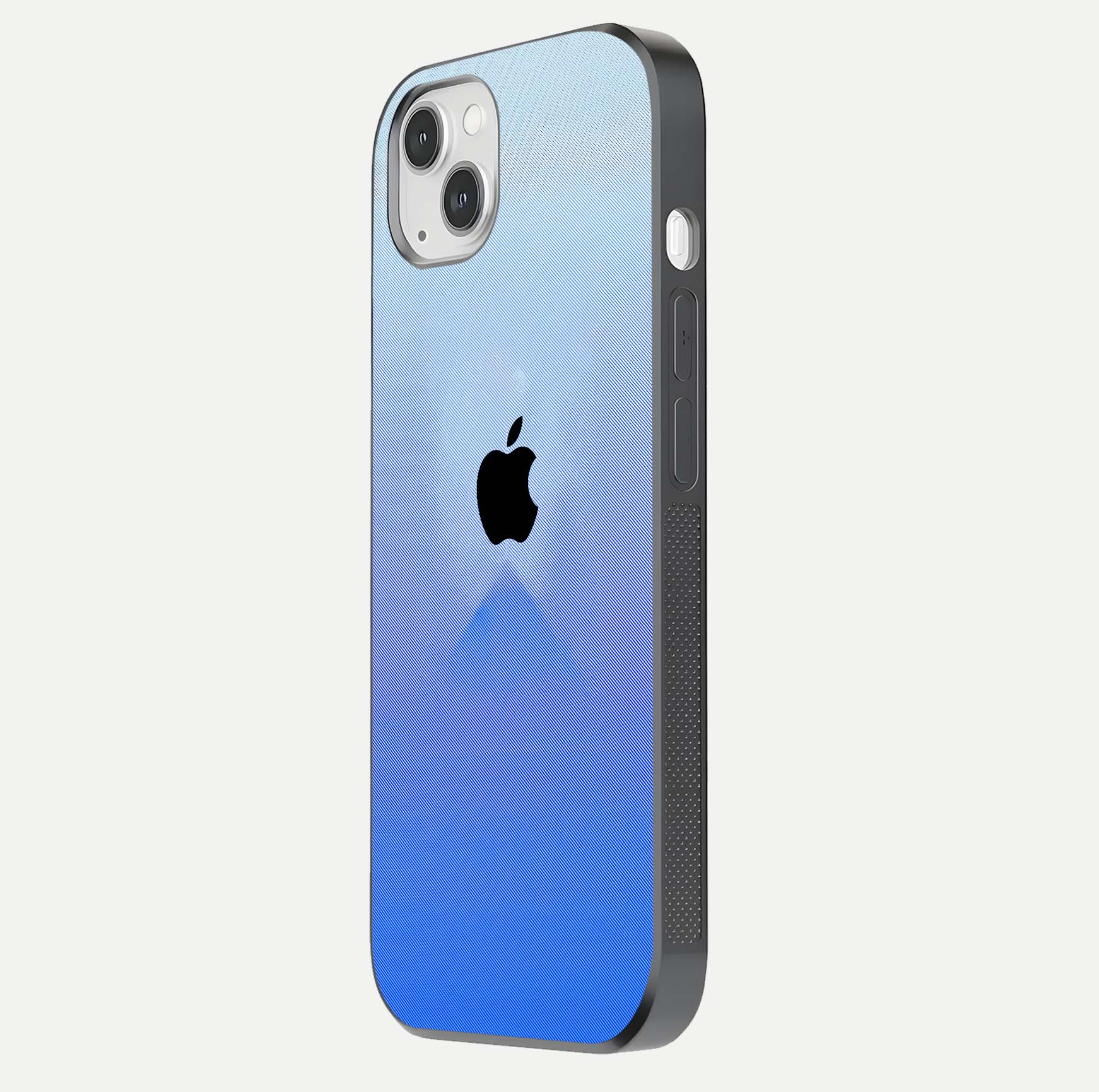 Gradient Apple Vibe Glass Case for iPhone 14 Plus side-angle image showing reflection glow and elegant surface