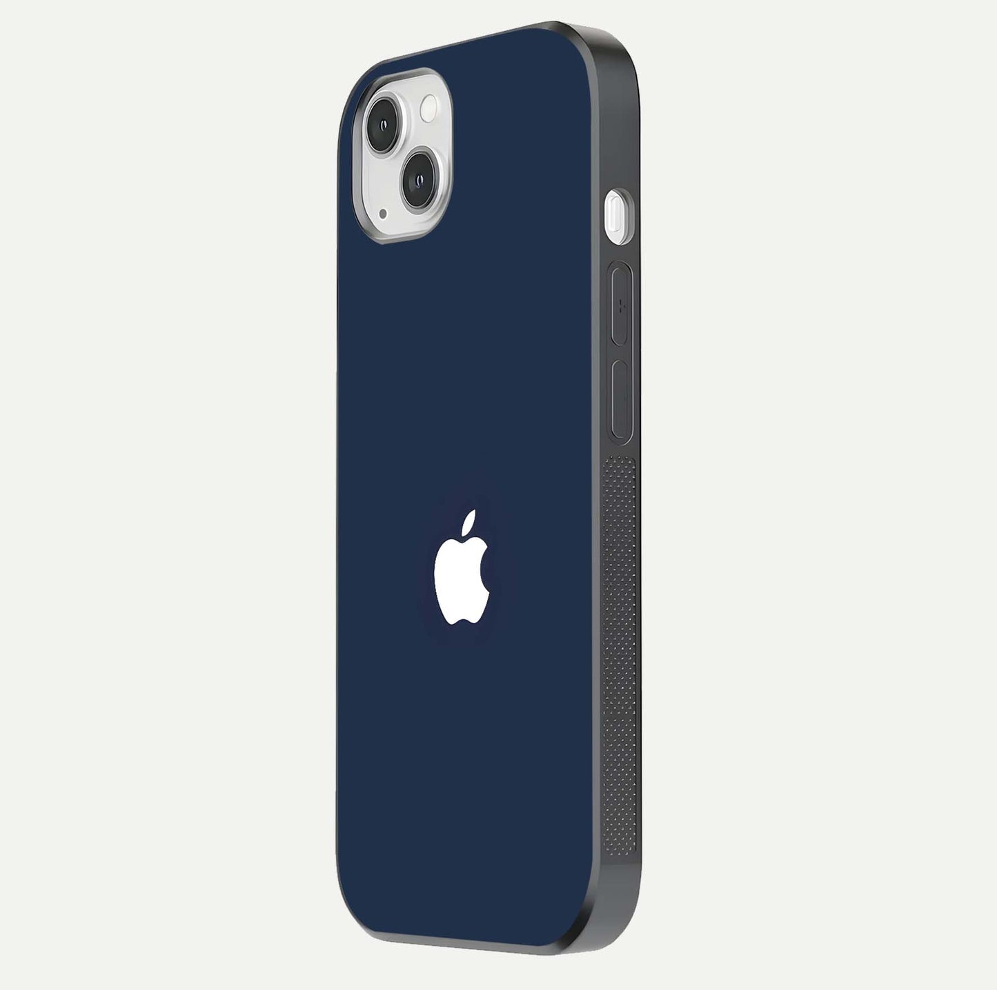 Minimal Apple Night Glass Case for iPhone 14 Plus side-angle image showing sleek reflection and clean gloss