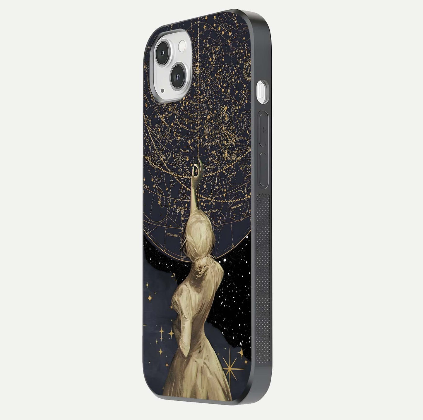 Taylor Swift Girl Glass Case for iPhone 14 Plus side-angle image showing glossy surface and color tone